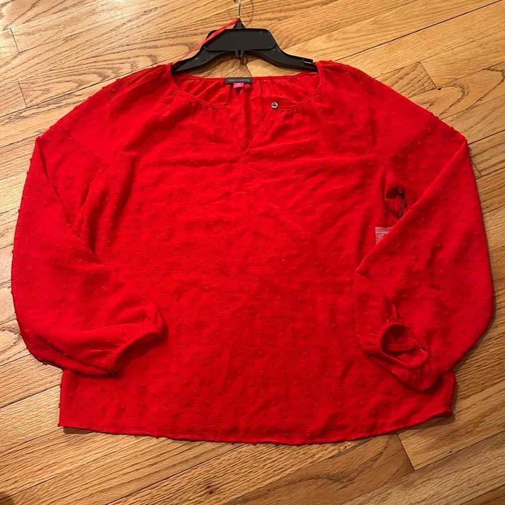 - Vincent Camuto, red Swiss.blouse